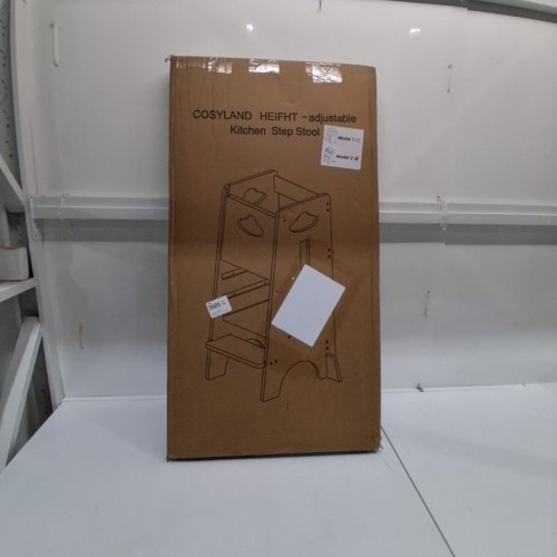 COSYLAND ADJUSTABLE HEIGHT KITCHEN LEARNING STEP STOOL HELPER TOWER STAND - NATURAL & BLACK (MODEL:CS000132-2-CA) image 2