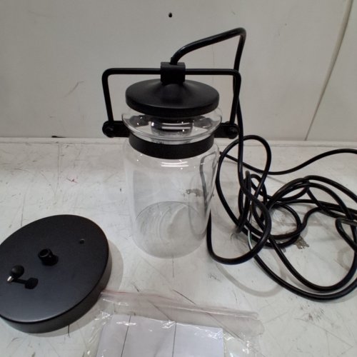 SATCO NUVO MINI PENDANT LIGHT FIXTURE - 5" X 7.5" X 12FT WIRE - MATTE BLACK / CLEAR GLASS (MODEL: 60-6732) image 4