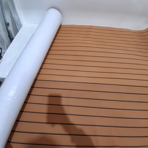 KXKZREN EVA EVA FOAM BOAT FLOOR FAUX TEAK BOAT DECKING SHEET - 94.5" X 44" - BROWN WITH BLACK SEAMS image 2