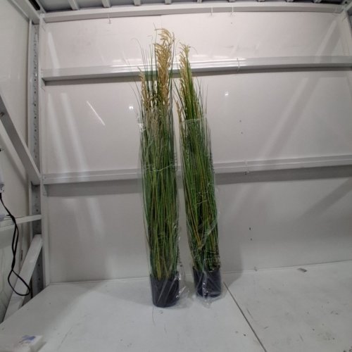 2PK ARTIFICIAL GRASS PLANT WITH POTS - 47" - GREEN/BLACK image 2