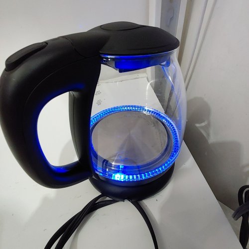 ELITE GOURMET ELECTRIC BLUE LED INTERIOR BPA-FREE GLASS KETTLE - 1 LITRE - BLACK (MODEL: EKT1001) image 2