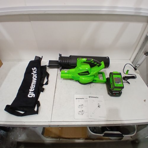 GREENWORKS 2-SPEED LEAF BLOWER/VACUUM - 375CFM/230MPH - 12A - GREEN/BLACK (MODEL: BVF443) image 4