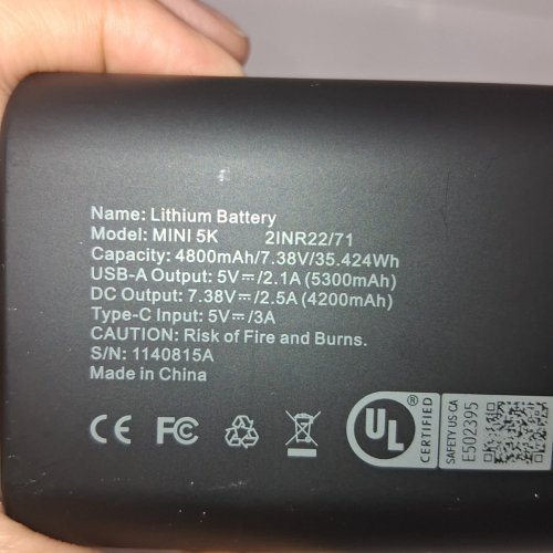 ORORO ULTRA-COMPACT RECHARGEABLE BATTERY FOR HEATED VESTS HEATED JACKETS AND HEATED HOODIES - BLACK (MODEL: MINI 5K) image 5