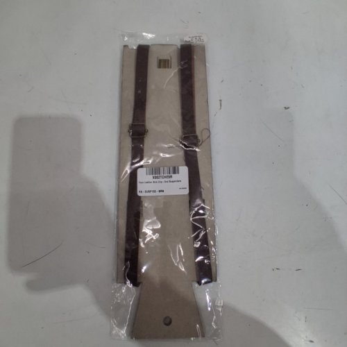 FAUX LEATHER SLIM CLIP-END SUSPENDERS - BROWN (STYLE: FA-SUSP100-BRN) image 2