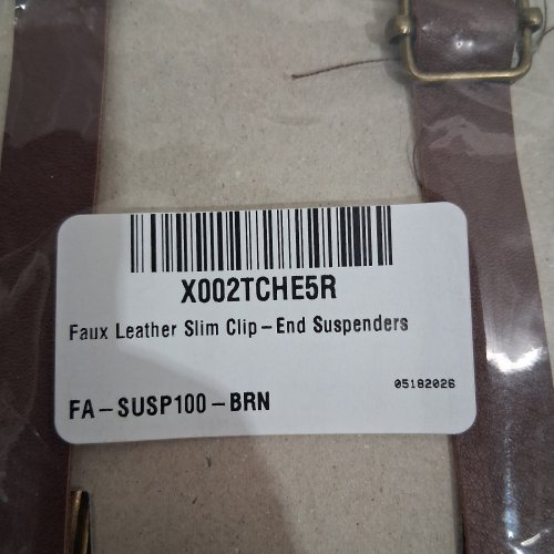 FAUX LEATHER SLIM CLIP-END SUSPENDERS - BROWN (STYLE: FA-SUSP100-BRN) image 4