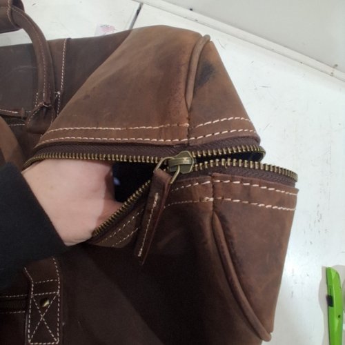 KOMALC FULL-GRAIN BUFFALO LEATHER DUFFEL BAG - 24" X 11" X 7" - DISTRESSED BROWN image 3