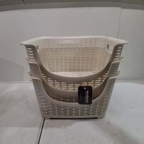 3PK MIND READER ROLLING LAUNDRY BASKETS - IVORY (MODEL: ROLLBASK3-IVO) image 3