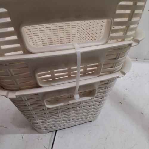 3PK MIND READER ROLLING LAUNDRY BASKETS - IVORY (MODEL: ROLLBASK3-IVO) image 4