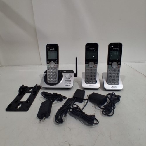 6PC VTECH HANDSET CORDLESS PHONE SYSTEM WITH CALLER ID/CALL WAITING - BLACK AND SILVER (MODEL: CS5229-3) image 2