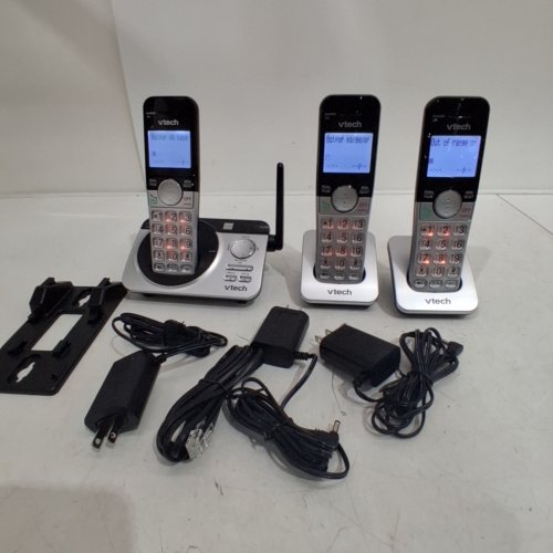 6PC VTECH HANDSET CORDLESS PHONE SYSTEM WITH CALLER ID/CALL WAITING - BLACK AND SILVER (MODEL: CS5229-3) image 3