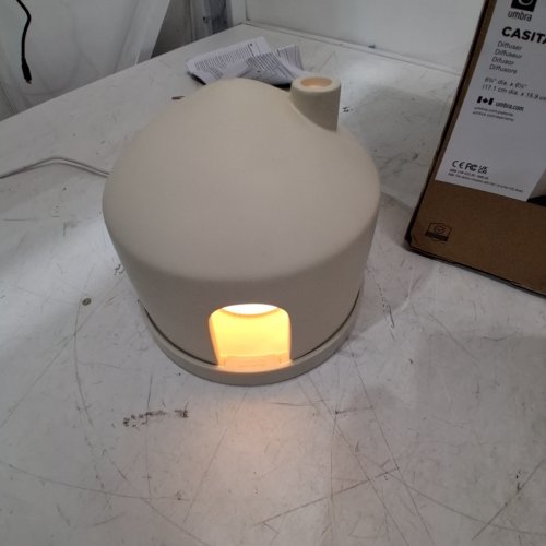 UMBRA CASITA AROMATHERAPY ESSENTIAL OIL DIFFUSER WITH LED LIGHT AND MULTIPLE SETTINGS - CAN STORE UP TO 10 BOTTLES - SAND/BEIGE image 2