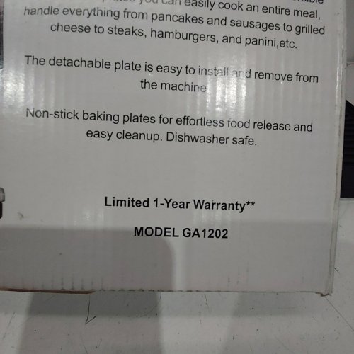2PC USKITCHEN GRILL/GRIDDLE PLATES FOR CUISINART GRIDDLER GR-4N - BLACK (MODEL: GA1202) image 2