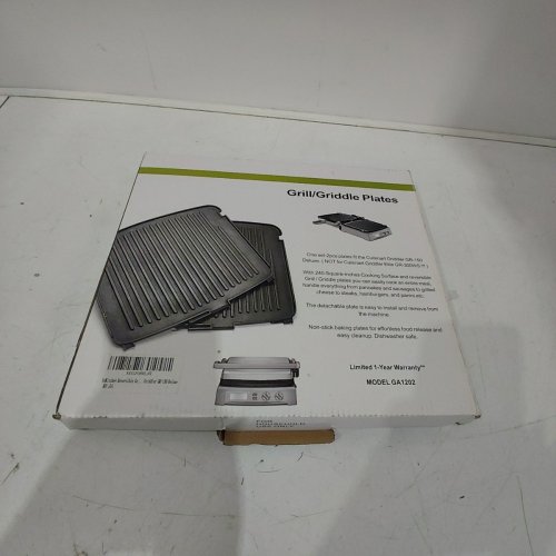 2PC USKITCHEN GRILL/GRIDDLE PLATES FOR CUISINART GRIDDLER GR-4N - BLACK (MODEL: GA1202) image 4