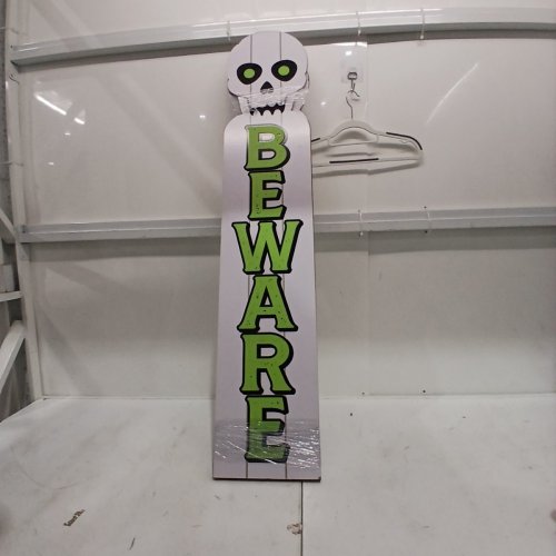 2PK REVERSIBLE FRENCH/ENGLISH DECORATIVE WOODEN HALLOWEEN PORCH SIGNS - 9.5" X 48" - WHITE GHOST AND SKELETON image 8