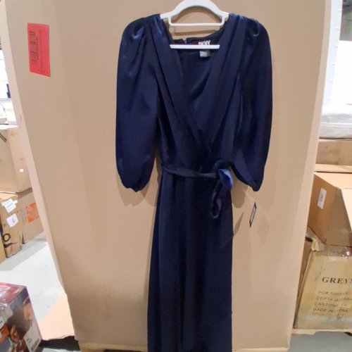 WOMEN'S DKNY MIDI DRESS WITH BELT - SIZE 8 - NAVY BLUE (STYLE: ED2BD570-NVY-14) image 4