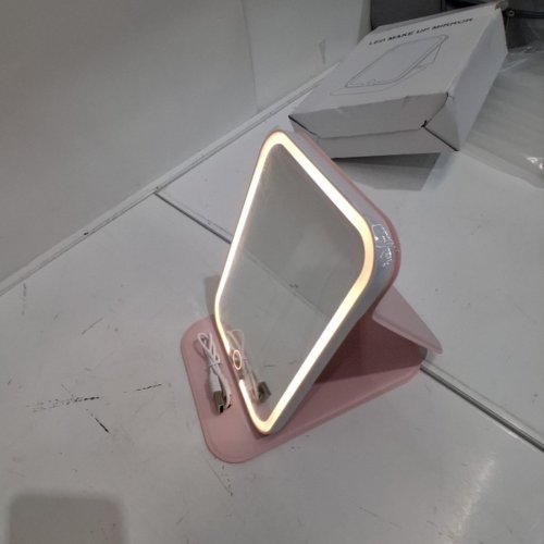 LED PORTABLE FOLDING MAKEUP MIRROR - PINK image 2