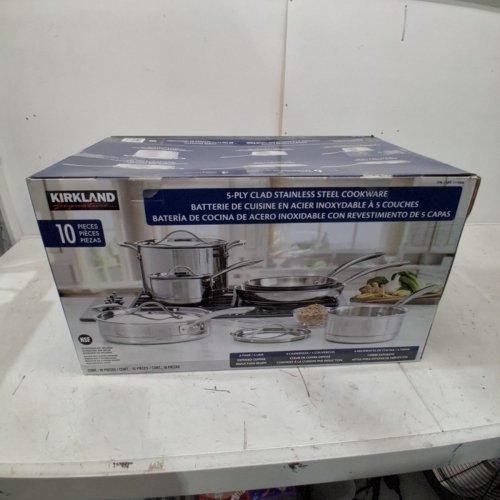 10PC KIRKLAND SIGNATURE 5-PLY CLAD STAINLESS STEEL COOKWARE - STAINLESS STEEL - (MODEL: 1119338) image 5