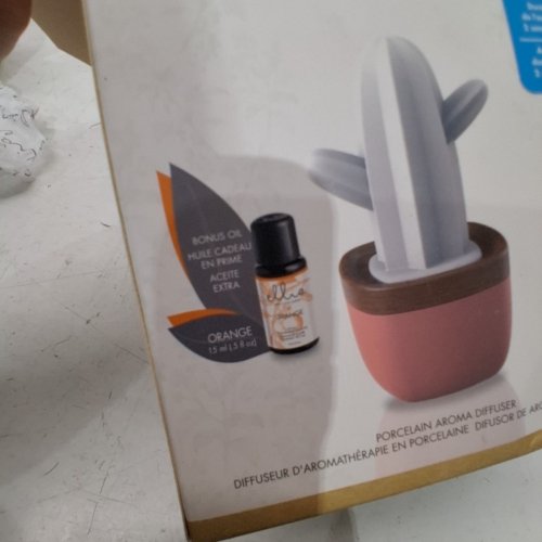 HOMEDICS ELLIA COASTAL CACTUS PORCELAIN AROMA DIFFUSER - BONUS 15ML ORANGE OIL - WHITE/ORANGE (MODEL:ARM-P110TC-EO9) image 3