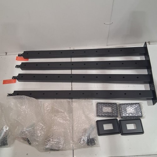 4PK VEVOR STEEL HORIZONTAL HOLE DECK RAILING POST FOR WIRE CABLES - 36" - BLACK image 2