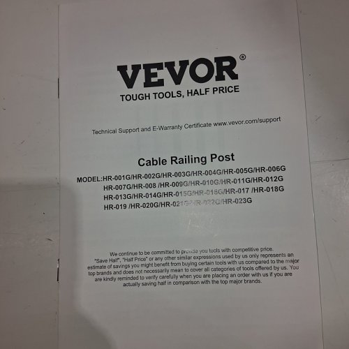 4PK VEVOR STEEL HORIZONTAL HOLE DECK RAILING POST FOR WIRE CABLES - 36" - BLACK image 7