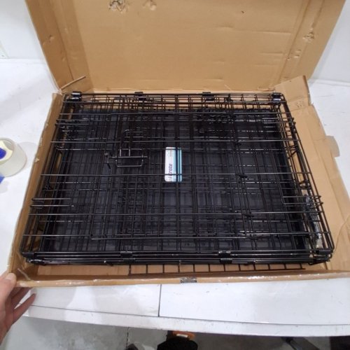 MIDWEST HOMES FOR PETS ICRATE METAL DOUBLE DOOR PET CRATE WITH DIVIDER PANEL AND FLOOR PAN - 24" L X 18" W - 19" H - BLACK (MODEL: 1524DD) image 2