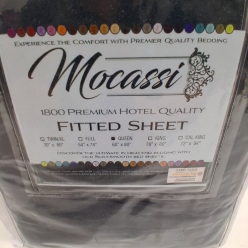 MOCASSI 1800 PREMIUM HOTEL QUALITY FITTED SHEET - QUEEN - NAVY BLUE image 3