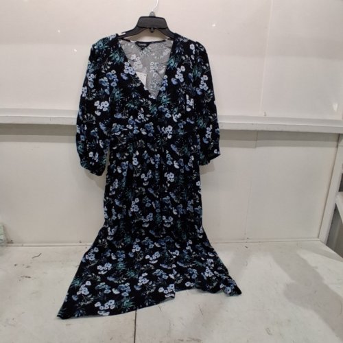 WOMEN'S GEORGE PEASANT FLORAL MIDI DRESS - LARGE - BLACK FLORAL (STYLE: GRF64112LD) image 2