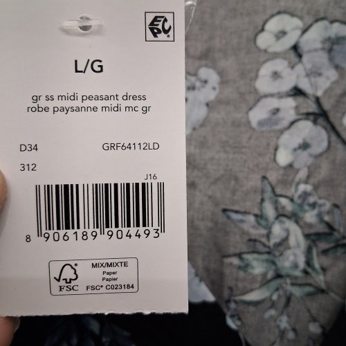 WOMEN'S GEORGE PEASANT FLORAL MIDI DRESS - LARGE - BLACK FLORAL (STYLE: GRF64112LD) image 3