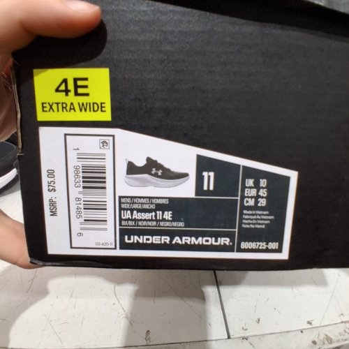 MEN'S UNDER ARMOUR UA CHARGED ASSERT SHOES - 11 4E EXTRA WIDE - BLACK (STYLE: 6006725-001) image 2