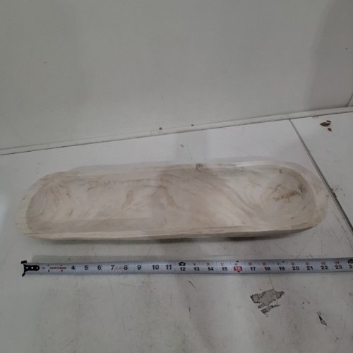 CREATIVE CO-OP DECORATIVE PAULOWNIA WOODEN OVAL TRUG BOWL - 22.75" X 6" X 3.25" - WHITE (MODEL: EC1284) image 2