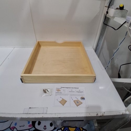WOODEN DRAWER ORGANIZER WITH SLIDE RAILS - 18" X 18" - NATURAL WOOD image 3