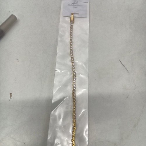 WOMENS DAINTY FASHION RHINESTONE STAINLESS STEEL BRACELET - 7" LENGTH - GOLD-TONE image 2