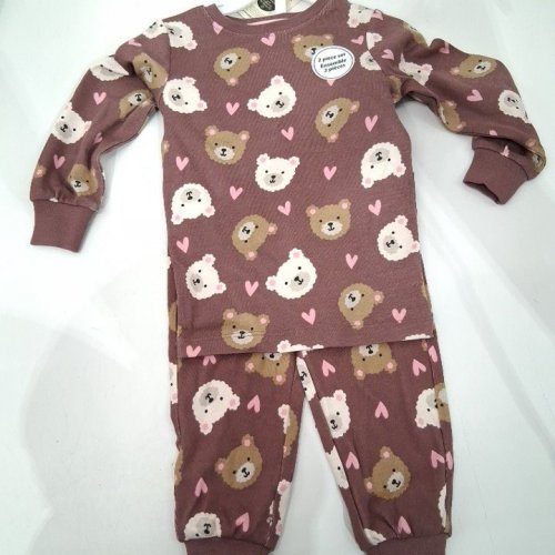 2PC GEORGE BEAR PRINT PAJAMA SET -3T - MAUVE BROWN image 2