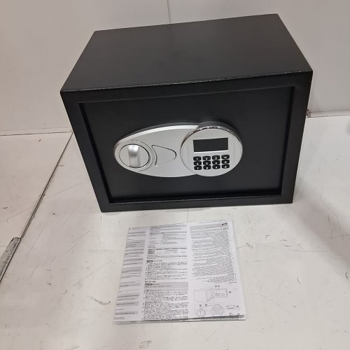 AMAZON BASICS STEEL SECURITY SAFE AND LOCK BOX WITH ELECTRONIC KEYPAD - 13.8"W X 9.8"D X 9.8"H - BLACK - (MODEL: KBH02) image 2