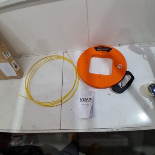 VEVOR FISH TAPE FIBERGLASS WIRE PULLER PIPE INSPECTION SYSTEM - 200FT - ORANGE/BLACK (MODEL: LFT04) image 2