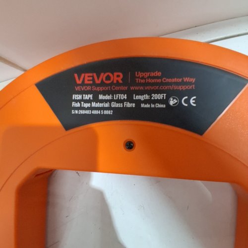 VEVOR FISH TAPE FIBERGLASS WIRE PULLER PIPE INSPECTION SYSTEM - 200FT - ORANGE/BLACK (MODEL: LFT04) image 3