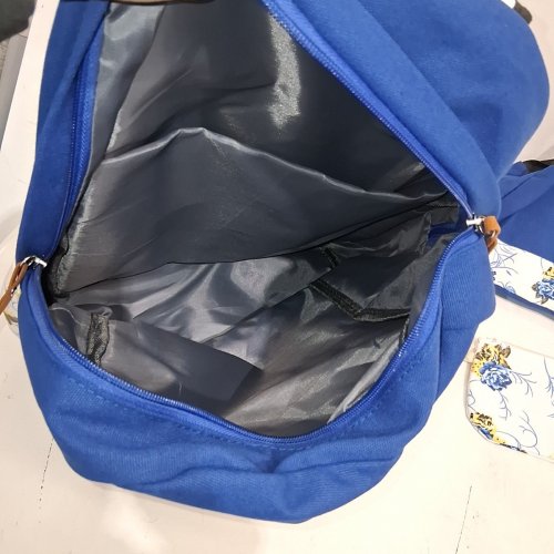 3PC FLORAL PRINT BACKPACK, LUNCHBAG AND PENCIL CASE - BLUE, BROWN AND WHITE image 3