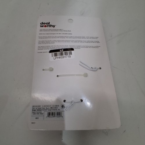 2PC DEALWORTHY FAST CHARGING KIT WITH WALL ADAPTER AND 3FT CABLE - USB-C TO USB-C - 20W MAX - WHITE image 3
