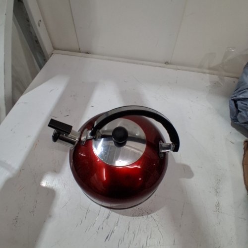 FLAT-BOTTOM, BALL-TYPE, WHISTLING TEA KETTLE - 3L - RED image 2