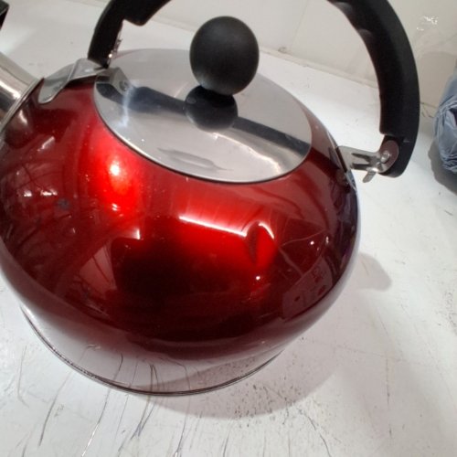 FLAT-BOTTOM, BALL-TYPE, WHISTLING TEA KETTLE - 3L - RED image 4