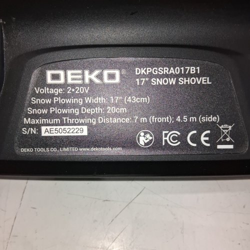 DEKOPRO ELECTRIC CORDLESS SNOW SHOVEL WITH 2 BATTERIES AND CHARGER- 17" 40V- GREY/GREEN/BLACK ( MODEL: DKPGSRA017B1) image 5