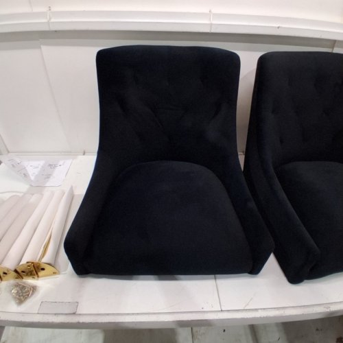 2PK FFIJJ MODERN VELVET ACCENT DINING CHAIRS - 24.5" X 21.6" X 33.3" - BLACK/gold (MODEL: VD381BK) image 4