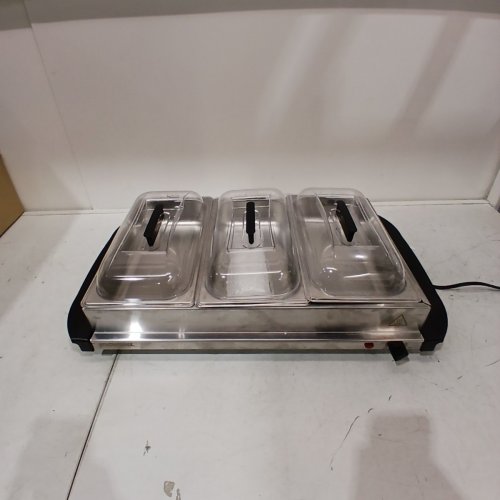 PROCTOR SILEX ADJUSTABLE HEAT BUFFET SERVER & FOOD WARMER WITH 3 OVEN-SAFE DISHES - 2.5QT /EACH - STAINLESS STEEL (MODEL: 34300RG) image 3