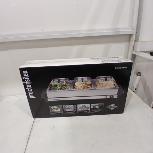 PROCTOR SILEX ADJUSTABLE HEAT BUFFET SERVER & FOOD WARMER WITH 3 OVEN-SAFE DISHES - 2.5QT /EACH - STAINLESS STEEL (MODEL: 34300RG) image 7