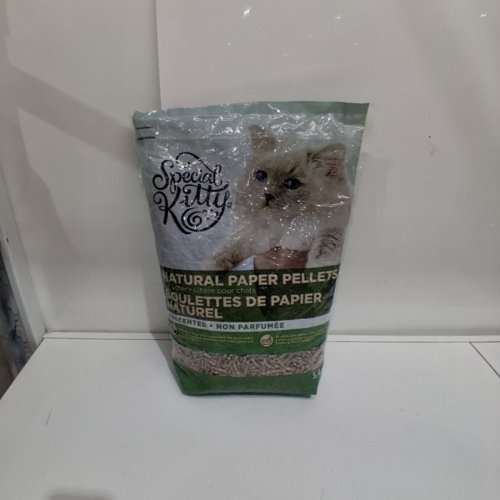SPECIAL KITTY NATURAL RECYCLED PAPER PELLET CAT LITTER - UNSCENTED - 5.44KG image 2