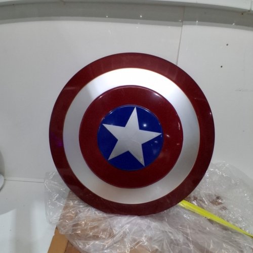 MARVEL CAPTAIN AMERICA POST ENDGAME STYLED METAL DISPLAY SHIELD WITH LEATHER HANDLES - 21" image 2