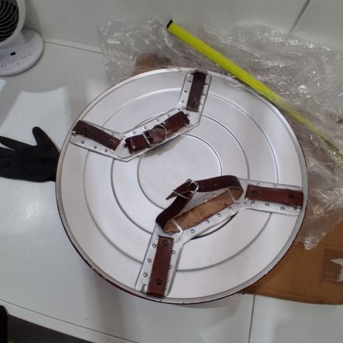 MARVEL CAPTAIN AMERICA POST ENDGAME STYLED METAL DISPLAY SHIELD WITH LEATHER HANDLES - 21" image 3