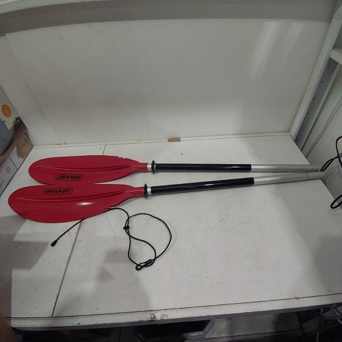 OVERMONT KAYAK PADDLE WITH PADDLE LEASH - 90.5" - 95" - RED image 2