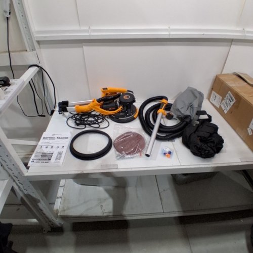 GIOVENTÙ ELECTRIC DRYWALL SANDER WITH VACUUM, LED LIGHT, AND EXTENDABLE HANDLE - 9-SPEED - 800-2100RPM - 950W - 120V - ORANGE/BLACK (MODEL: ZQ-DWSR-405) image 3