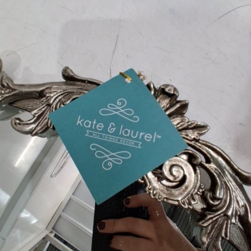 KATE AND LAUREL ARENDAHL ANTIQUE VINTAGE ARCHED WALL MIRROR - 21'' X 32'' - GREY image 2